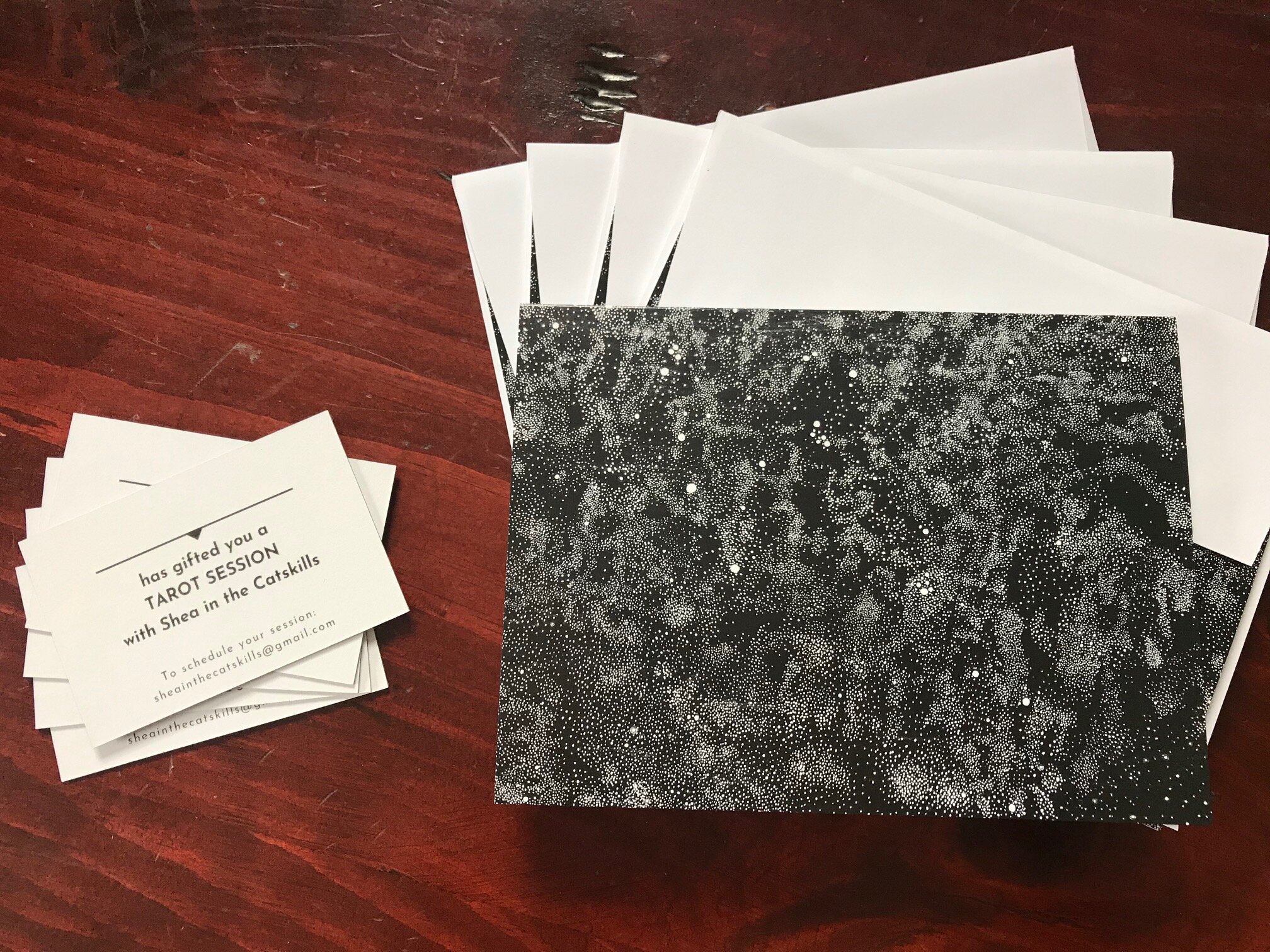  Tarot session gift cards and Starscape note cards 